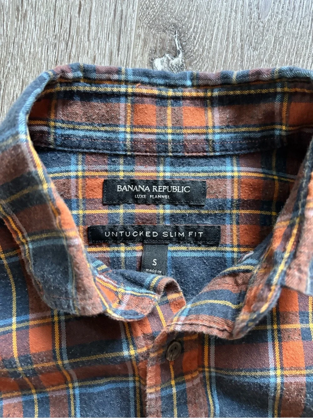 Banana Republic Orange and Gray Plaid Button-Down Shirt